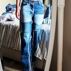 Patterned denim jeans